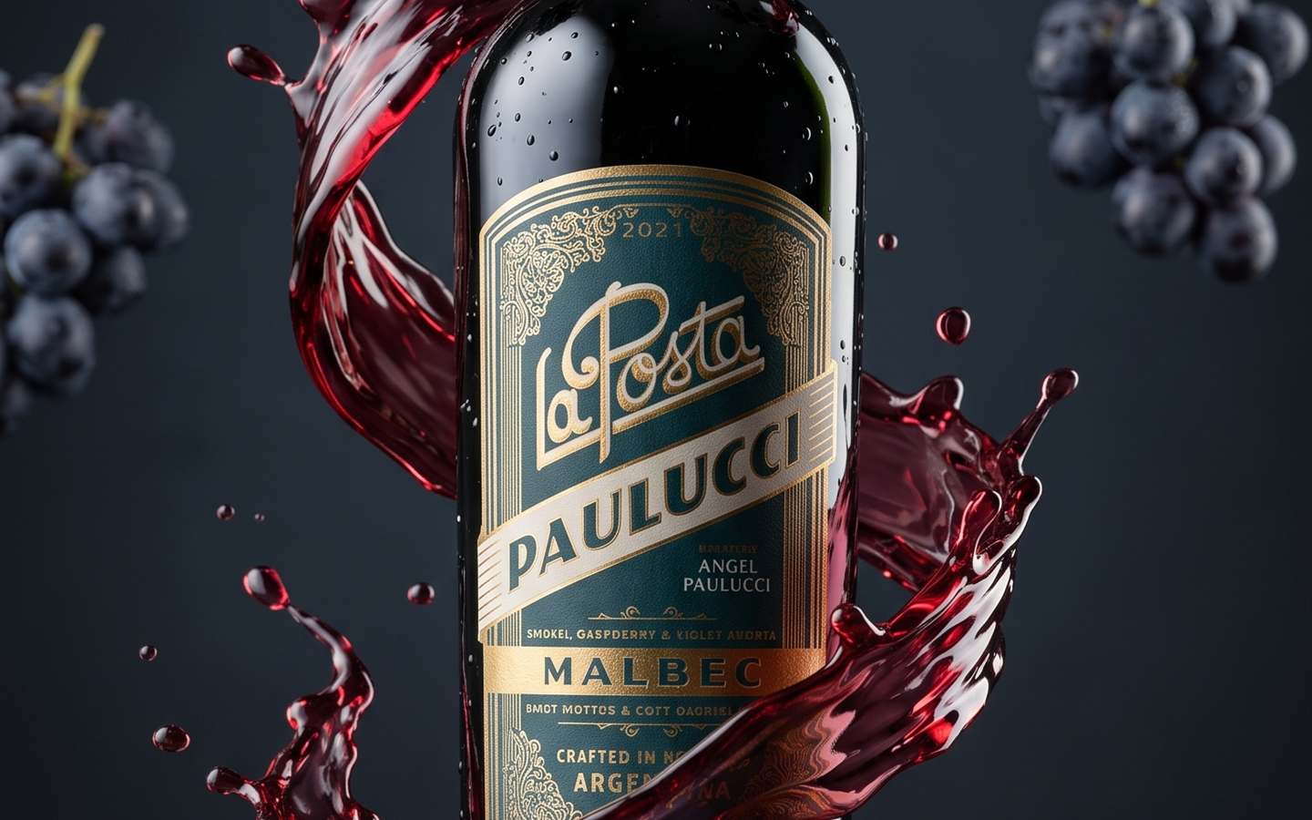 Botella de vino Malbec premium